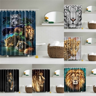 León tigre leopardo animales impresiones baño cortina de ducha impermeable tela de poliéster para cortinas de baño pantalla decoración del hogar