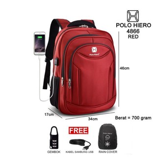 Polo Hiero 4866 - mochila para portátil, Cable USB gratuito, funda de lluvia gratuita, candado gratuito