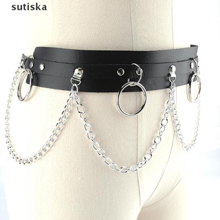 sutiska cuero sintético metal círculo cadena borla cinturón punk gótico accesorios de cuerpo mx (3)