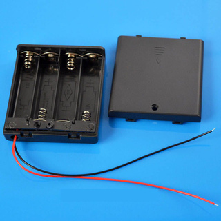 Negro 4 AA caja de baterías 6V tapa interruptor titular de la batería soporte de la batería estante compartimento