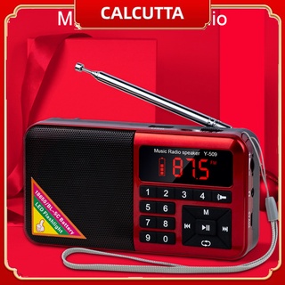 calcuta y-509 radio fm digital mp3 reproductor de música portátil mini altavoz con linterna led para exteriores