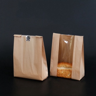 beltdeep 25/50pcs bolsa de pan pan pan bolsa de embalaje de alimentos bolsa de papel kraft bolsa de almacenamiento de rayas tortas para llevar panadería hornear tostadas (5)