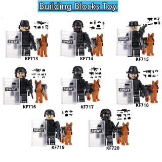 Lego Compatible Minifiguras SWAT Policía Militar Perro Bloques De Construcción Juguete Para Niños Regalo