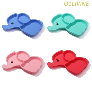 O1LI Cartoon Elephant Silicone Dish Tray Baby Divided Suction Bowl Non-Slip Children Dinner Plate Infant Learning Feeding Tableware