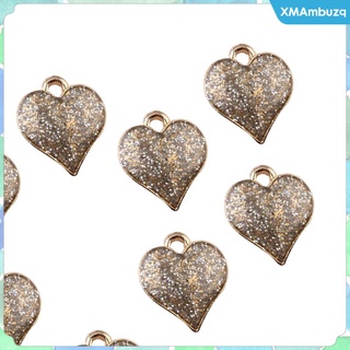 CHARMS [xmambuzq] 10 piezas colgantes de corazón con purpurina, corazón, amor, día de san valentín, llaveros, collar, pendientes, colgante para bricolaje