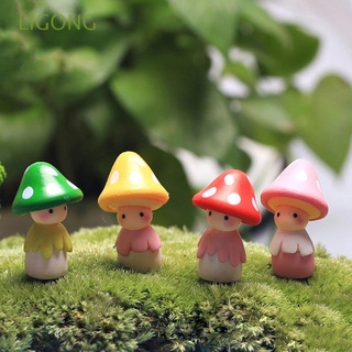 LIGONG Pequeño Figurilla en miniatura Resina Adorno de jardín de hadas Micro paisaje Casa de muñecas Miniatura Muñeca de hongo Oficina Hecho a mano Linda Decoración Bonsai