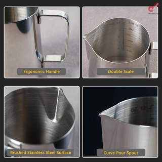 hp leche espumante jarra 350ml/ 12oz espresso al vapor jarra con doble medidas escalas de acero inoxidable espumador taza (8)
