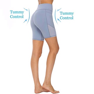 hujiefa mujeres Slim Fit estiramiento cadera levantamiento de cintura alta Yoga Leggings malla pantalones cortos deporte pantalones (3)