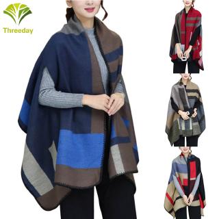 mujer faux cachemira bufanda poncho capa envoltura patchwork cuadros chal manta capa capa