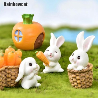 rainbowcat~ mini conejo decoración de pascua liebre animal estatuilla de resina artesanía conejito adornos de jardín