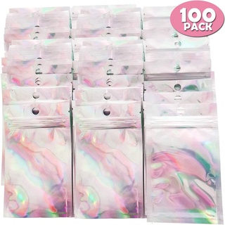 100 bolsas de papel de aluminio resellables con cremallera para almacenamiento de alimentos de fiesta