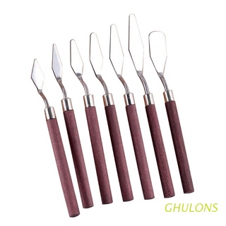ghulons 7 piezas juego de cuchillos de pintura de metal espátula paleta cuchillos pintura al óleo accesorios