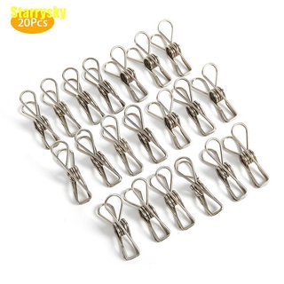 [Starrysky] 20 Clips de acero inoxidable clavijas de ropa para el hogar, gancho de percha