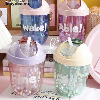 JIO 300Ml Cute Straw Plastic Water Bottle Bpa Free Outdoor Transparent Drinking Cup .