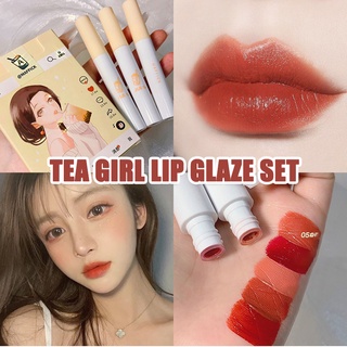 lip glaze set 5 piezas taza antiadherente airy mist lápiz labial aterciopelado hidratante de larga duración cosméticos para mujeres niñas