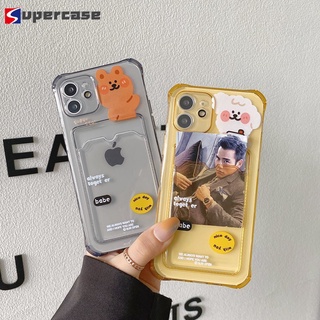 Wallet Case For iPhone 13 12 11 Pro Max XR XS Max X 8 7 6 6s Plus SE 2020 Cover Cute Cartoon Teddy Bear Dog Shockproof Transparent TPU Phone Casing (9)