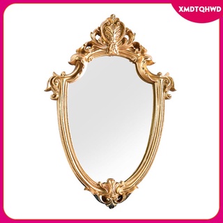 [tqhwd] espejo decorativo antiguo de maquillaje, espejo cosmético en forma de escudo vintage con marco, espejo para colgar en la pared europea