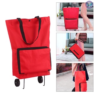 Carrito de compras plegable con ruedas plegable carrito de la compra reutilizable plegable bolsas de comestibles bolsa de viaje rojo