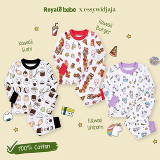Royale Bebe x Essy Widjaja - pijamas de manga larga para bebé (Sushi/hamburguesa/pijamas unicornio)