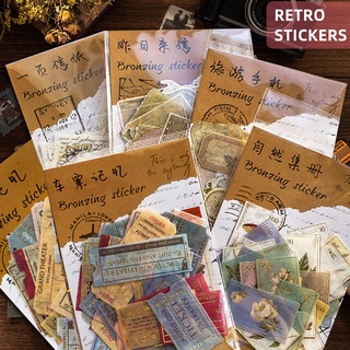 40 hojas Retro bronceado japonés papel pegatina manual diario Deco DIY pegatinas