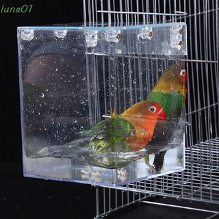 [listo para stock] pet birdbath canary caja de baño de pájaro para jaula transparente colgante ducha tortolitos sin fuga acrílico loro bañera/multicolor