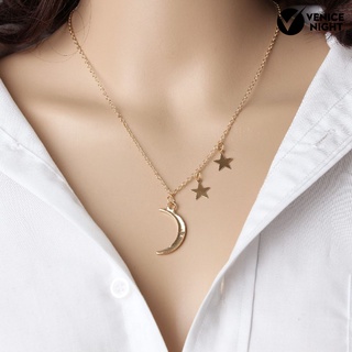 [venecia] collar luna estrella diseño hermosa aleación clavícula cadena accesorios de joyería para fiesta