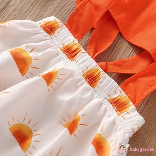 Babygarden-Baby girl Casual Fly manga monos fresco sol impresión costura vendaje mameluco y diadema (8)