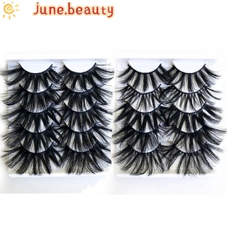JUNE 10 Pairs Cruelty-free False Eyelashes Handmade 6D Mink Eye Lash Extension Wispies Fluffy Eye Makeup Tools Full Volume Thick Multilayered Effect Long Natural Woman 25MM Lashes
