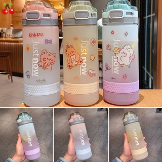 botella deportiva con ventosa suave 600 ml linda escala botella de agua flip tapa superior con cerradura color degradado para viajes al aire libre