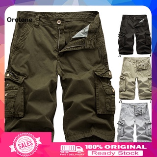[DKD] hombres Casual verano Color sólido Multi bolsillos quinto Cargo pantalones sueltos pantalones cortos de playa