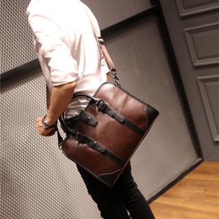Cuero de los hombres de negocios bolso bolso maletín Crossbody bolso de hombro bolsa de ordenador portátil