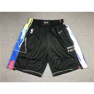 [6 Estilos] Nuevos 2021 NBA shorts Brooklyn Nets Negro Baloncesto Pantalones Cortos Deportivos (2)