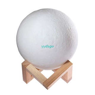YGO 3D Print Moon Lamp 16 Color Creative Touch Switch Rechargeable LED Night Light with Wood Stand Home Decor Bedroom Decoration Birthday Gift