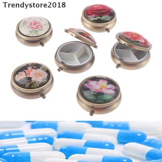 [Trendy] Estuche de píldora plegable de Metal Vintage, organizador de medicina, caja de almacenamiento de maquillaje