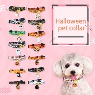 Halloween Pet Collar With Bell Adjustable Safe Buckle Dog Cat Collar Ghost Spider Horror Pendant For Kitten Puppy