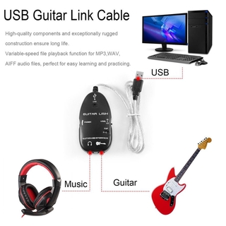 Guitarra a interfaz USB Cable de enlace grabadora de Audio para PC/para grabación MAC