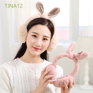 TINA12 Adjustable Earmuffs Fashion Women Warmers Gifts Gray Pink Rabbit Fur Winter Cover Ears Warm Girls/Multicolor