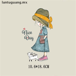 LAN lovely girl heat transfer nice day patch ironing stickers iron on patches washable appliques .
