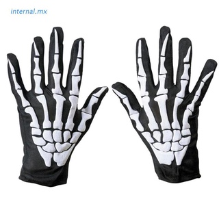 int0 1 par de guantes de esqueleto de hueso de garra de calavera de halloween/ciclismo/bicicleta/guantes de pantalla táctil de dedo completo para hombres y mujeres