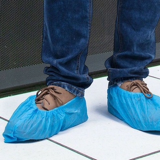 peancool 100 piezas de zapatos desechables impermeables a prueba de polvo para el hogar, fundas elásticas, no tejidas, antideslizantes (9)
