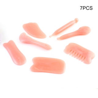 7 piezas de raspado de masaje kit de herramientas de spa piel facial de resina natural raspador de la junta de curación de piedra conjunto (3)