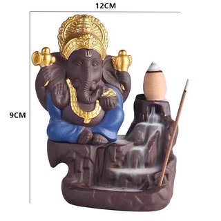 Ganesha Quemador De Incienso De Flujo De Fondo Elefante Dios Emblema Auspiciosa Y Éxito Cerámica Cono Incensario Decoración Del Hogar Soporte (4)
