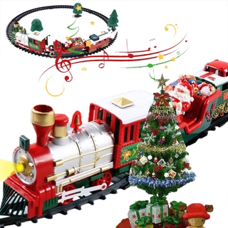 Música eléctrica tren clásico ferrocarril pista juguetes conjunto Retro vapor niños navidad