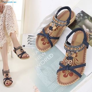 nationdo antideslizante sandalias de verano bohemio cuentas de flores de goma suela sandalias suela de goma zapatos de caminar