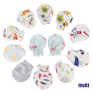 (itisu2) 3 piezas guantes de protección para recién nacidos de algodón manoplas de moda bebé de dibujos animados