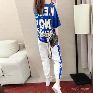 traje deportivo female2021nuevo estilo coreano suelto casual gordita adelgazar dos piezas de gran tamaño traje deportivo de las mujeres de verano