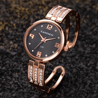 Reloj De Pulsera De Acero Inoxidable De Lujo Con Diamantes Para Mujer/Analógico De Cuarzo Con Brazalete De Oro Rosa