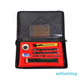 willi 16pcs/set Drafting Compass Set Drawing Templates Pencil Student School Supplies