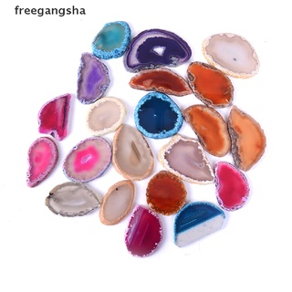 [Freegangsha] Agate polished irregular geode quartz crystal slice healing stone pendant decor YREB