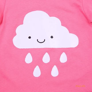 wy baby verano casual camiseta, niñas dibujos animados nube lluvia patrón de manga corta (8)